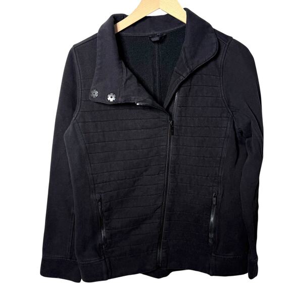 Lululemon Fleece Be True Jacket Asymmetric Up Relaxed Fit Mock Neck Black Size 6 - Picture 2 of 9